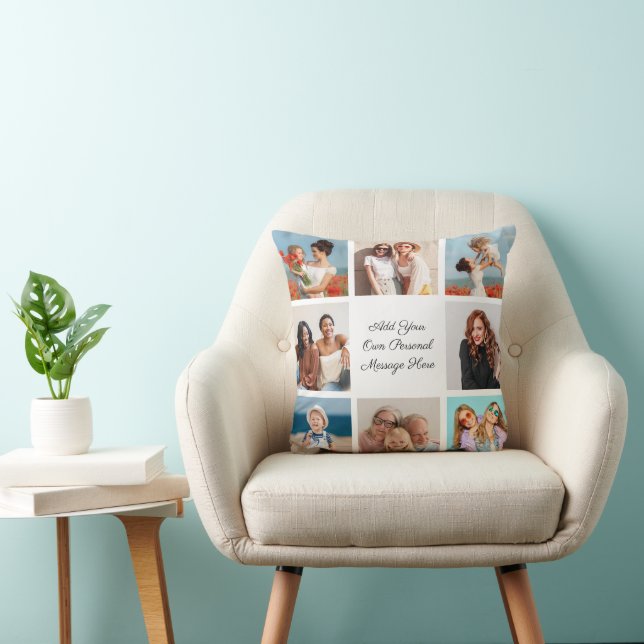 Create Your Own 8 Photo Collage Add Your Greeting Cushion (Chair)