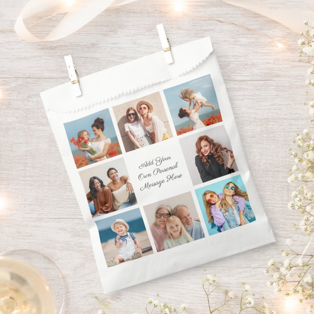 Create Your Own 8 Photo Collage Add Your Greeting Favour Bags (Clipped)