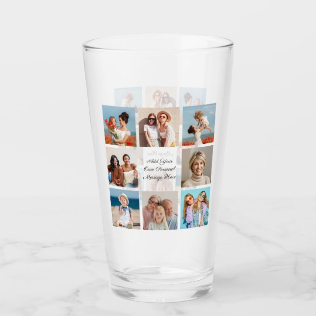 Create Your Own 8 Photo Collage Add Your Greeting Glass (Front)