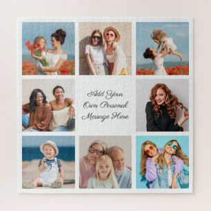 Create Your Own 8 Photo Collage Add Your Greeting Jigsaw Puzzle