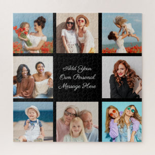Create Your Own 8 Photo Collage Add Your Greeting Jigsaw Puzzle