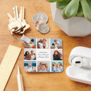 Create Your Own 8 Photo Collage Add Your Greeting Key Ring