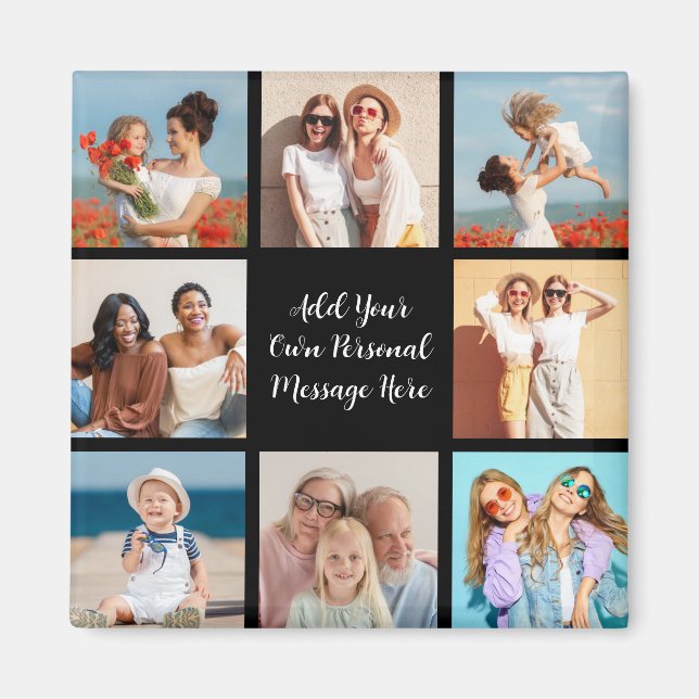Create Your Own 8 Photo Collage Add Your Greeting Magnet (Front)