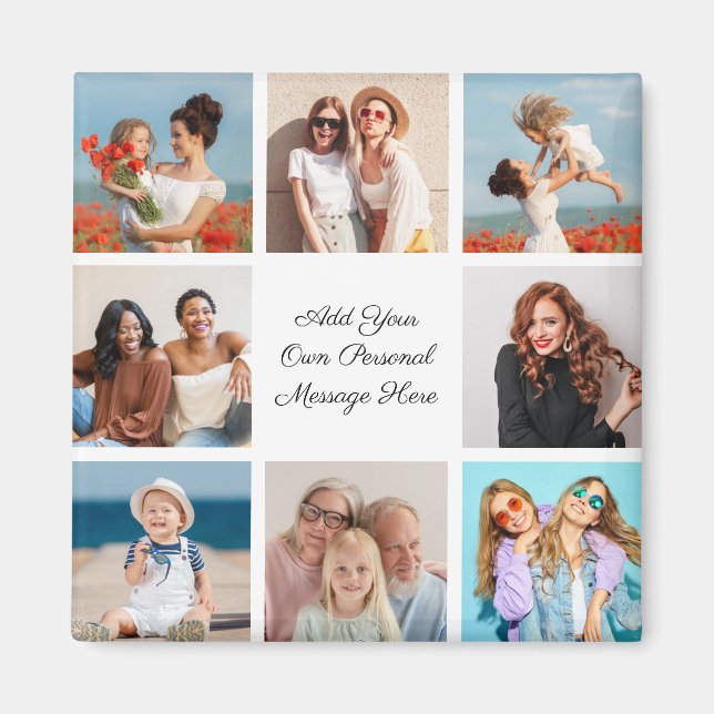 Create Your Own 8 Photo Collage Add Your Greeting Magnet (Front)