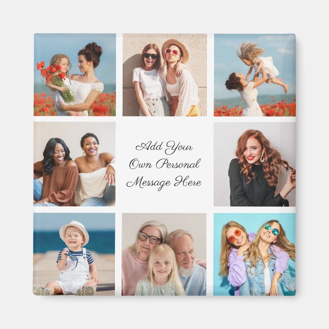 Create Your Own 8 Photo Collage Add Your Greeting Magnet (Front)