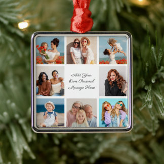 Create Your Own 8 Photo Collage Add Your Greeting Metal Tree Decoration
