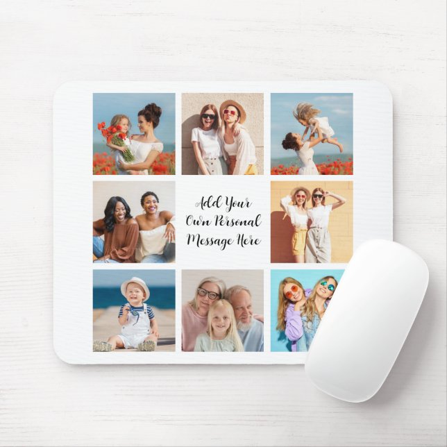 Create Your Own 8 Photo Collage Add Your Greeting Mouse Mat (With Mouse)