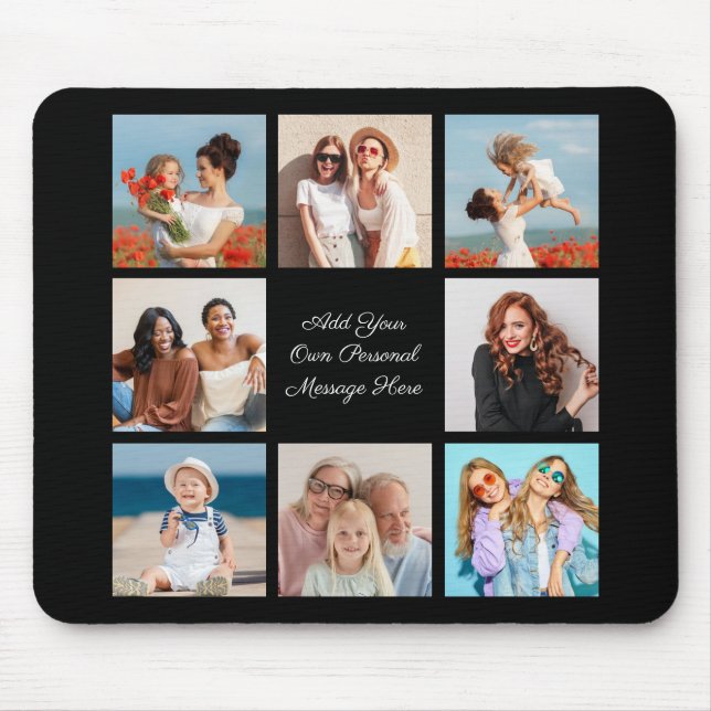 Create Your Own 8 Photo Collage Add Your Greeting Mouse Mat (Front)