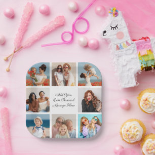 Create Your Own 8 Photo Collage Add Your Greeting Paper Plate