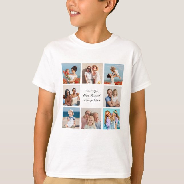 Create Your Own 8 Photo Collage Add Your Greeting T-Shirt (Front)