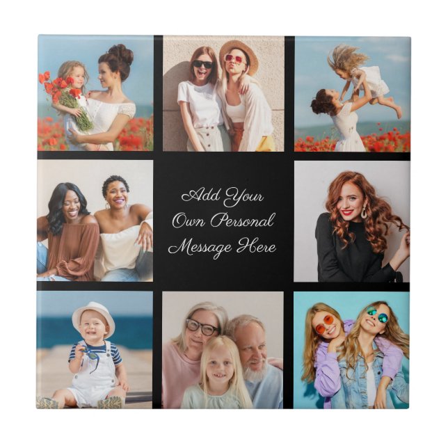 Create Your Own 8 Photo Collage Add Your Greeting Tile (Front)