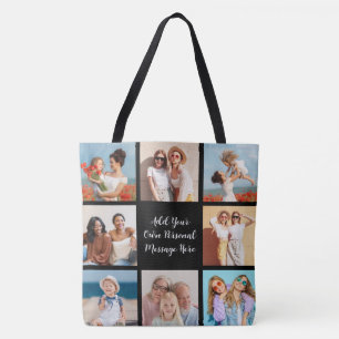 Create Your Own 8 Photo Collage Add Your Greeting Tote Bag