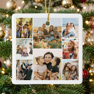 Create Your Own 8 Photo Collage Ceramic Ornament