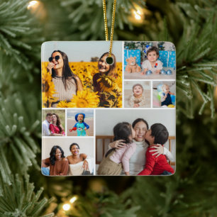 Create Your Own 8 Photo Collage Ceramic Ornament