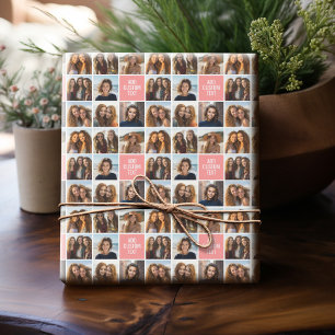 Create Your Own 8 Photo Collage Custom Monogram Wrapping Paper