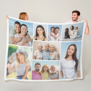 Create Your Own 8 Photo Collage Fleece Blanket
