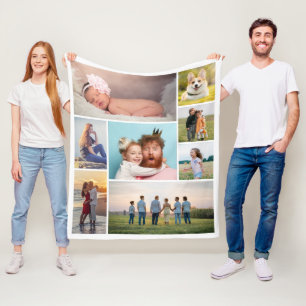 Create Your Own 8 Photo Collage Fleece Blanket