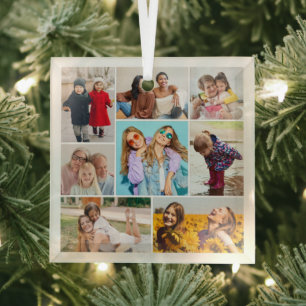 Create Your Own 8 Photo Collage Glass Tree Decoration