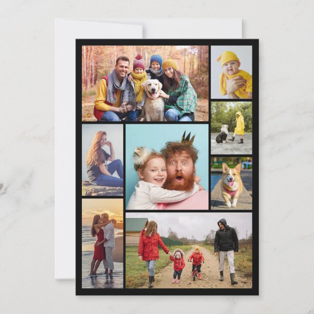 Create Your Own 8 Photo Collage Greeting Card (Front)