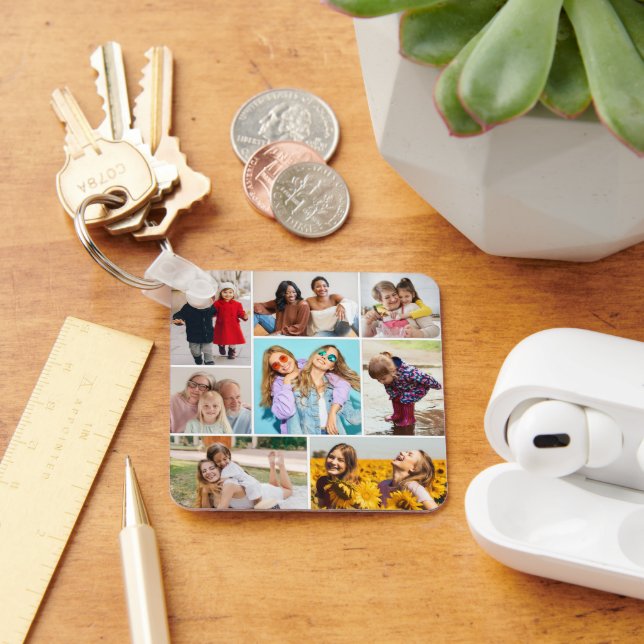 Create Your Own 8 Photo Collage Key Ring (Desk)