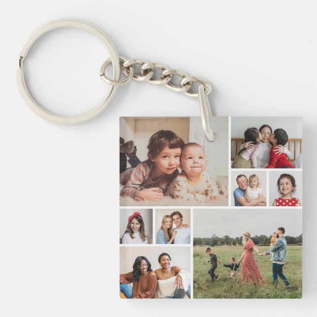 Create Your Own 8 Photo Collage Key Ring (Front)