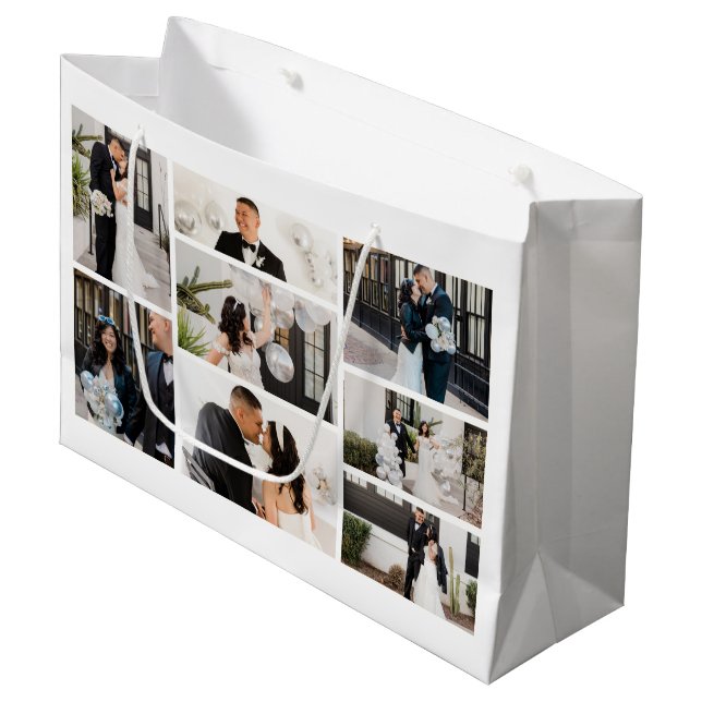 Create Your Own 8 Photo Collage Large Gift Bag (Front Angled)