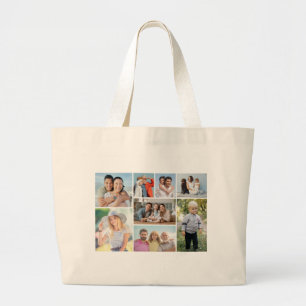 Create Your Own 8 Photo Collage  Large Tote Bag