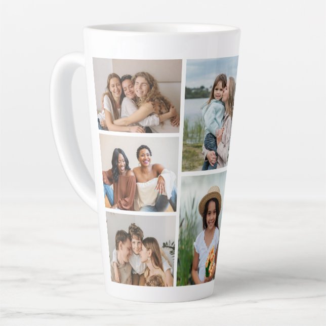 Create Your Own 8 Photo Collage Latte Mug (Left Angle)