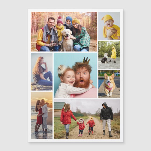 Create Your Own 8 Photo Collage Magnetic Card (Front)