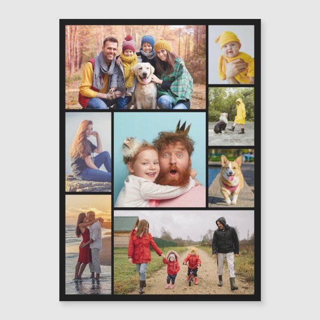 Create Your Own 8 Photo Collage Magnetic Card (Front)
