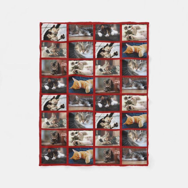 Create Your Own 8 Photo Collage on Dark Red Fleece Blanket (Front)