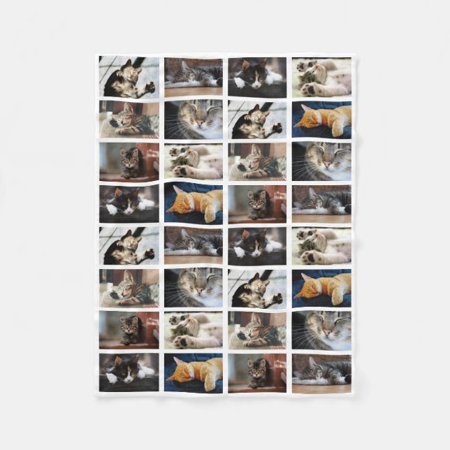 Create Your Own 8 Photo Collage on White Fleece Blanket (Front)