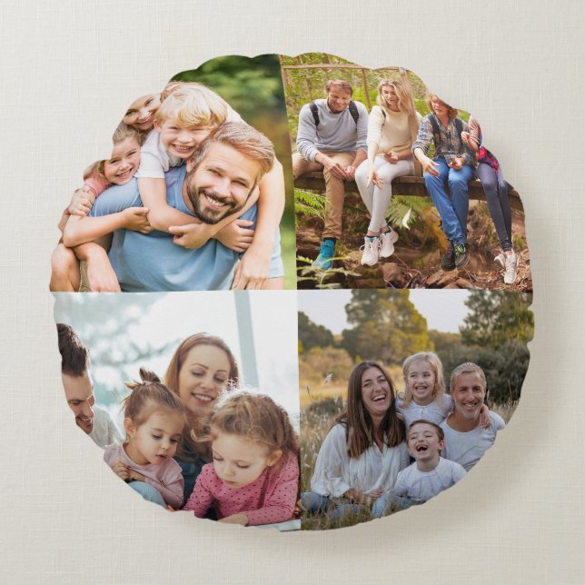 Create your Own 8 Photo Collage  Round Cushion (Front)