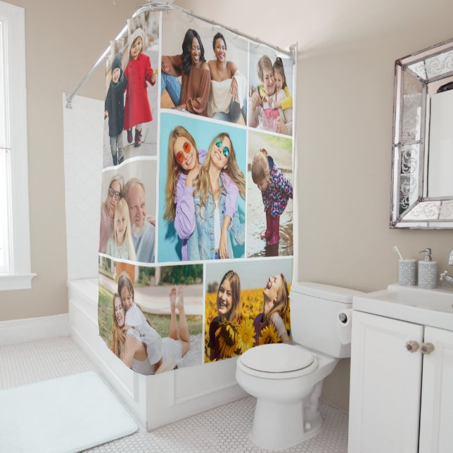 Create Your Own 8 Photo Collage Shower Curtain (In Situ)