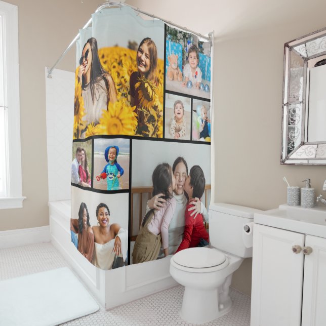 Create Your Own 8 Photo Collage Shower Curtain (In Situ)