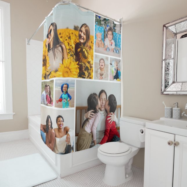 Create Your Own 8 Photo Collage Shower Curtain (In Situ)