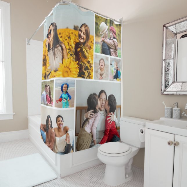 Create Your Own 8 Photo Collage Shower Curtain (In Situ)