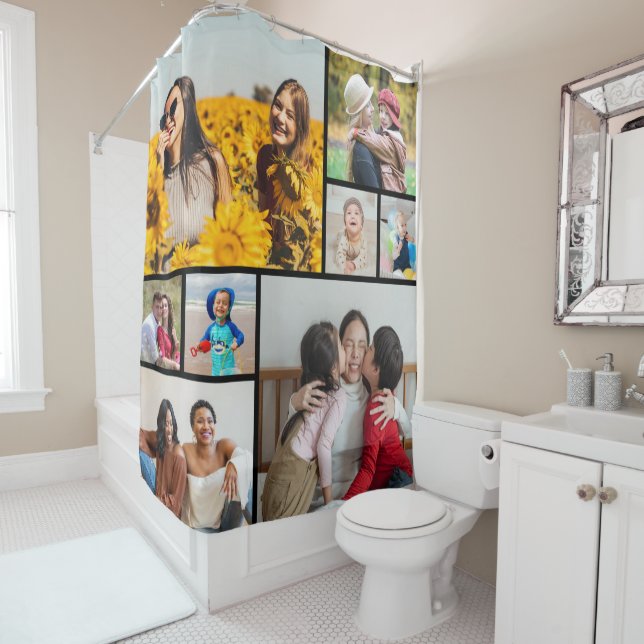 Create Your Own 8 Photo Collage Shower Curtain (In Situ)