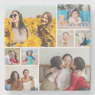 Create Your Own 8 Photo Collage Stone Coaster