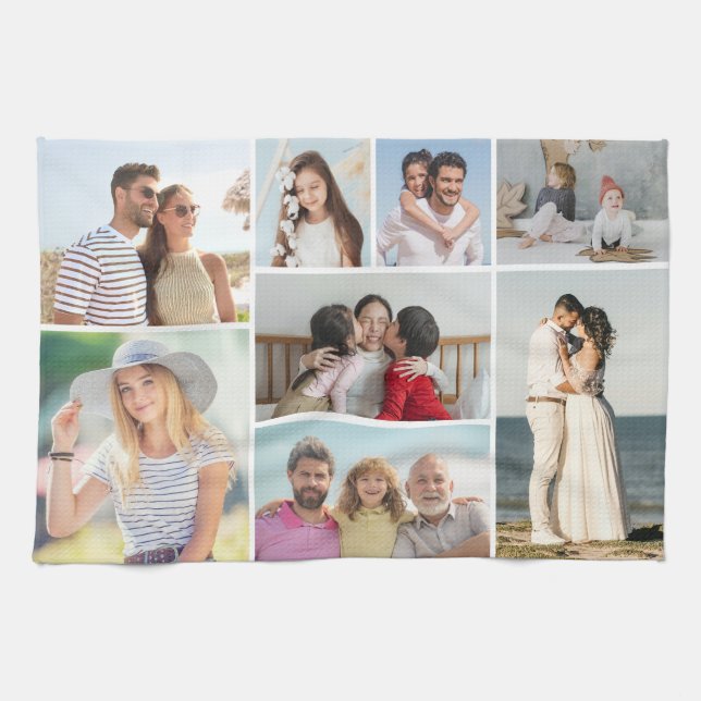 Create Your Own 8 Photo Collage  Tea Towel (Horizontal)