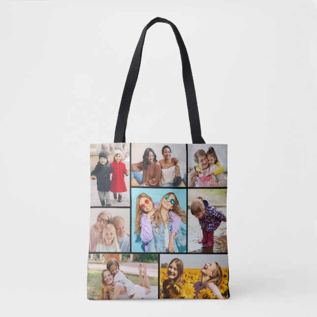 Create Your Own 8 Photo Collage Tote Bag (Front)