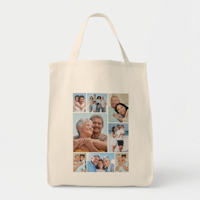 Create Your Own 8 Photo Collage Tote Bag (Front)