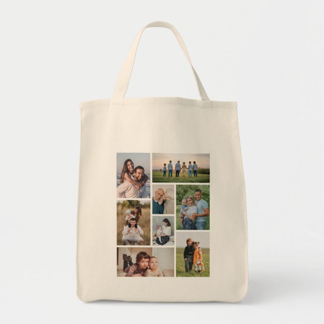 Create Your Own 8 Photo Collage Tote Bag (Front)
