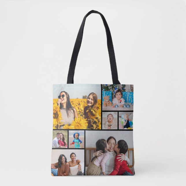 Create Your Own 8 Photo Collage Tote Bag (Front)
