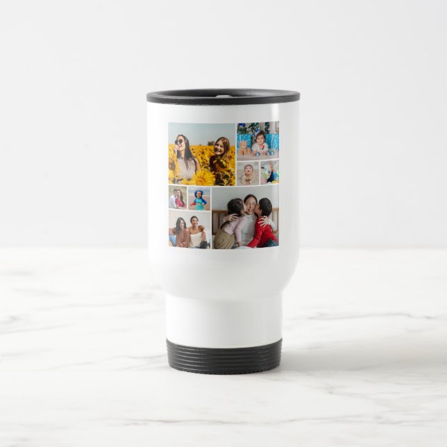 Create Your Own 8 Photo Collage Travel Mug (Center)