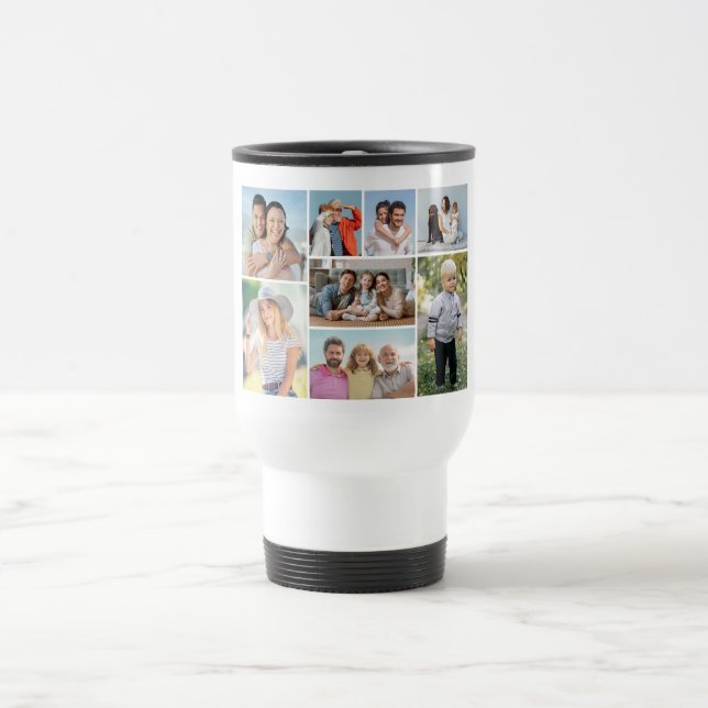 Create Your Own 8 Photo Collage  Travel Mug (Center)