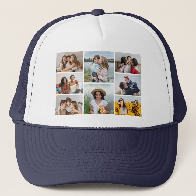 Create Your Own 8 Photo Collage Trucker Hat (Front)