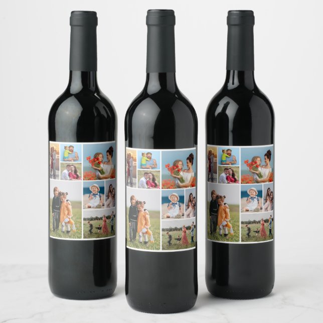 Create Your Own 8 Photo Collage Wine Label (Bottles)