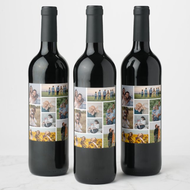 Create Your Own 8 Photo Collage Wine Label (Bottles)