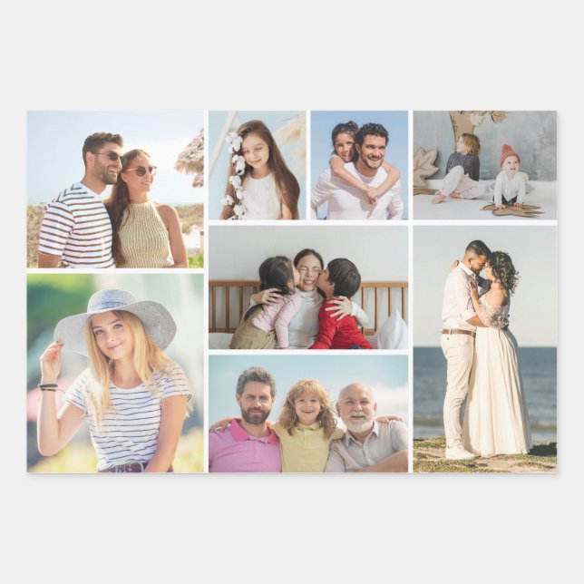Create Your Own 8 Photo Collage  Wrapping Paper Sheet (Front)